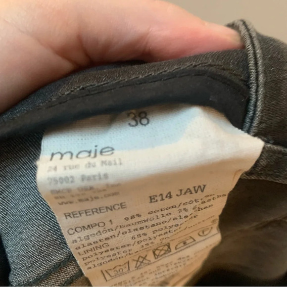 Maje Grey Skinny Jean Embroidered Back Pockets 38 - Picture 4 of 13
